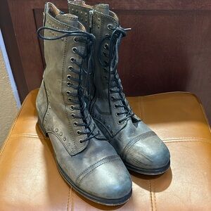 Diesel Utility lace up combat booties military Moto grey 40 or 9